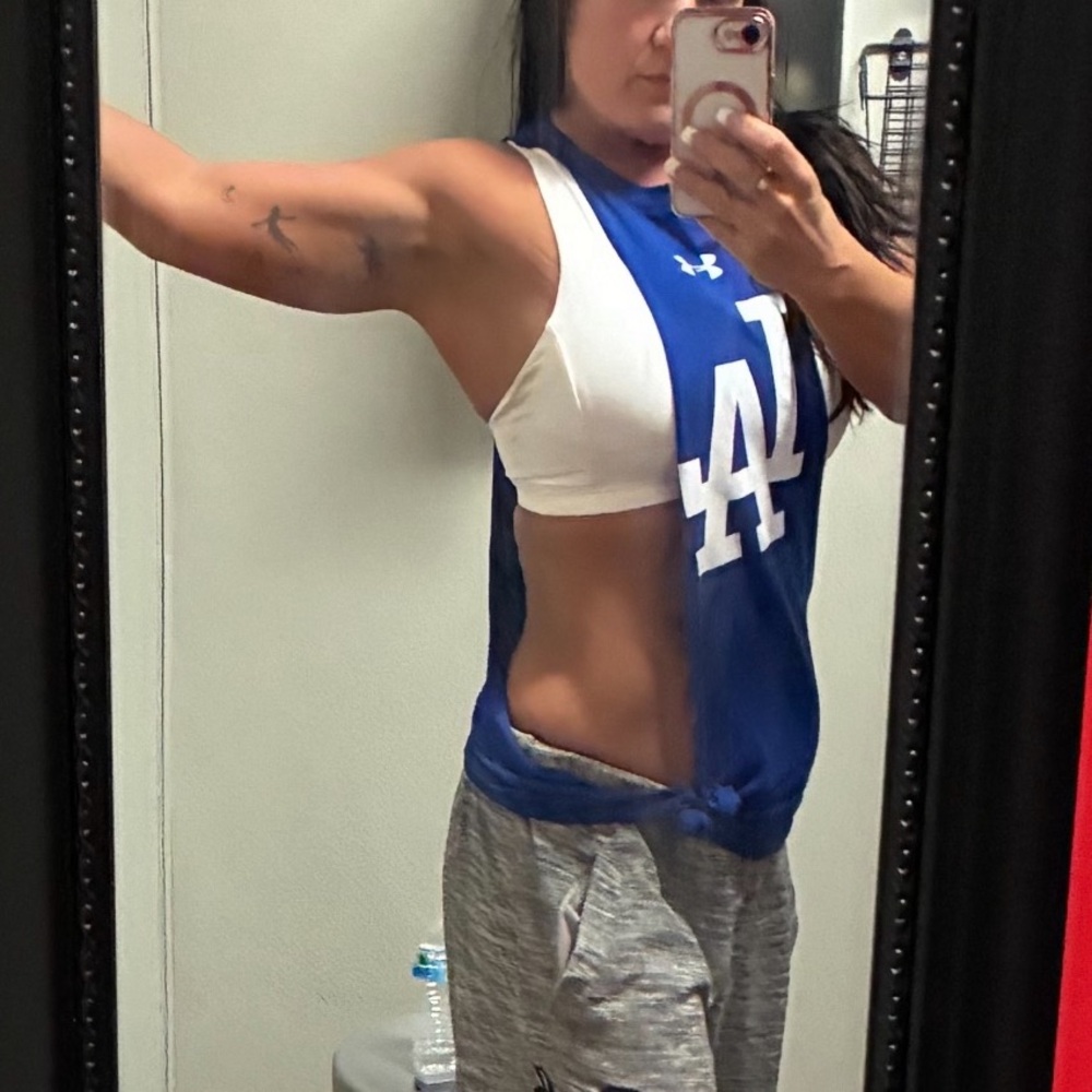 Under Armour Blue and White Muscle Tee LA dodgers